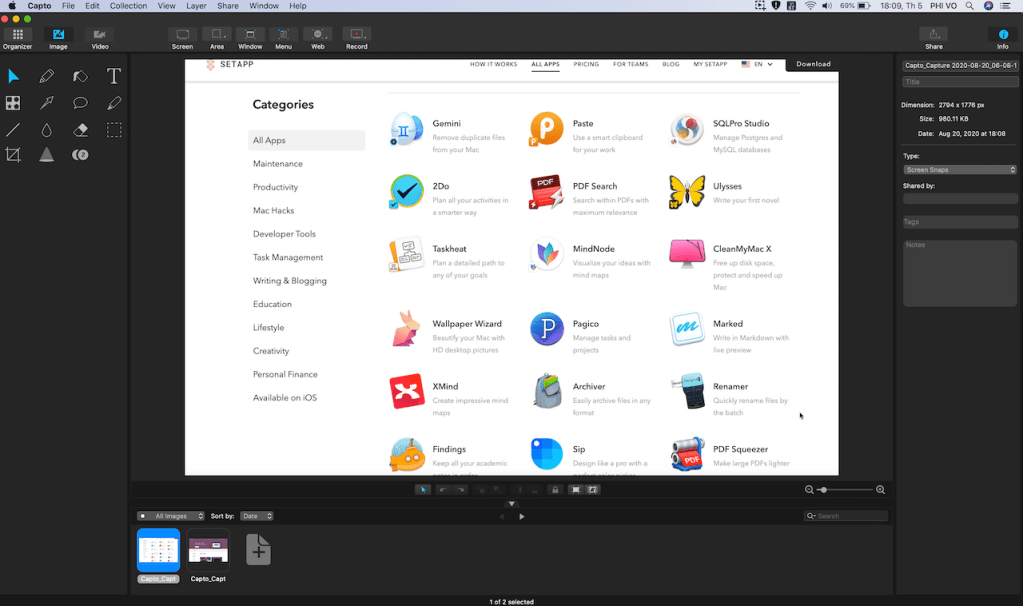 Capto ứng dụng chụp màn hình, quay phim màn hình cho máy tính Mac
